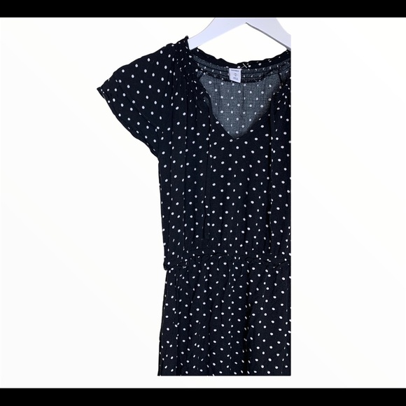 OLD NAVY Layered Ruffle Polka Dot V Cut Maxi Dress With Cap Sleeves Black Sz XS - Picture 4 of 9